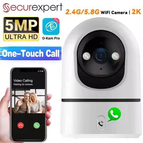 O-Kam Pro 5MP 2.4G/5G WiFi Indoor Baby Monitor Security Camera | One-Touch Call | Color Night Vision