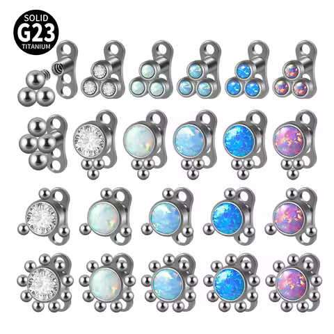 1PC G23 Titanium Fire Opal Dermal Anchor Sunflower Top Small Bead With Zircon Micro Skin Diver Pierc