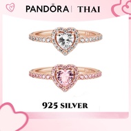 Pandora แหวน เงิน แหวนเพชร แหวนแฟชั่น Heart Ring เครื่องประดับแฟชั่น ของแท้ 100% rose gold/pink 50 One