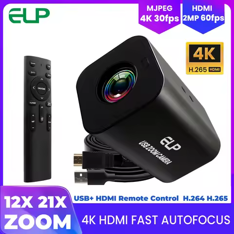 ELP 4K HDMI AF 21X 12X Zoom USB Camera 4K 30fps 1080P 60fps with 2.4G Infrared Remote Control H.265 