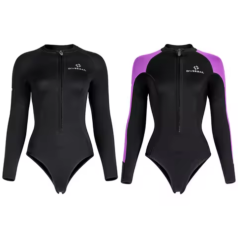 Women Diving Suit Thickened 2MM Cold-Weather Wetsuit for Snorkeling and Surfing, Long Sleeve UV Prot