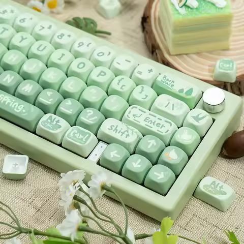 Spring Tour Theme Keycap Set MOA Profile Matcha Milk Green PBT Material Dye Sublimation Fit 61%-108%