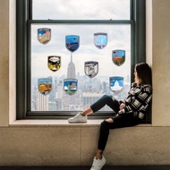 環遊世界玻璃貼系列 白銀質感 美國主題 靜電玻璃貼9入 原創