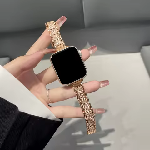 Luxury Glitter Diamand Metal Strap For Apple Watch 41mm 45 49 38 40 44 42 46mm Women Bracelet For iW
