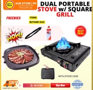 HANARO PORTABLE GRILL WITH PORTABLE GAS STOVE New!! Korean Grill Pan Set with FREE 1pc Safe Butane and for Indoor and Outdoor Grill Party, Samgyupsal Grill, For Family Gathering Grill Pan, Samgyupsal Grill Set, Stove and Grill Pan with Portable Gas Stove