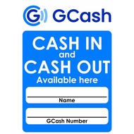 ∇ ☇◑ ❏ GCash Cash out / Cash In Sign - A4 Laminated