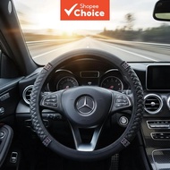 Universal Steering Wheel Cover 37-38cm Diamond Studded Leather Elastic Steering Cover