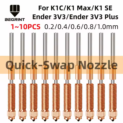 1-10PCS Quick-Swap Nozzle For Creality K1C K1max Hardened Steel 0.2/0.4/0.6/0.8/1.0mm For Ender 3 V3