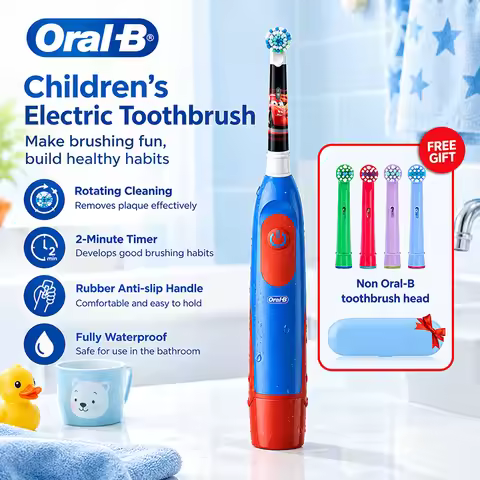 Oral-B 5510K Kids Electric Toothbrush Soft Bristles 2 Minute Timer Waterproof AA Battery Operated Ch