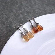 蜜糖Honey。金黃榴石手作白鋼耳針 不怕水防過敏