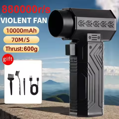 880000RPM Air Blower Powerful Mini Turbo Fan, 10000mAh 600g Thrust 70m/s Wind Brushless Duster leaf/