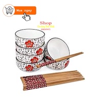 Set of 6 cups and 6 pairs of Japanese chopsticks