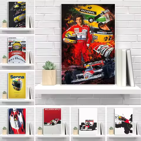 Fomula Legend Racing Driver Ayrton Senna Graffiti Canvas Painting Abstract Sports Car Poster Superca