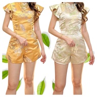 Ladies🌼🌾 traditional cheongsam set wear posh code 21471 显瘦提花旗袍套装上衣裤子