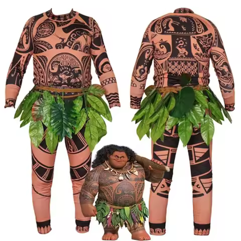 2026 Moana Maui Tattoo T Shirt/Pants Halloween Adult Mens Women Cosplay Costumes Novelty Father And 