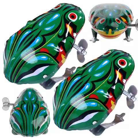 1/2pcs Vintage Metal Clockwork Frog Jumping Mechanical Simulation Frog & Creative Desk Decor for Off