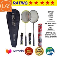 BEST SELLER !! [ Paket Lengkap ] Raket Badminton Bulutangkis Model Terusan / Raket 2 Pcs + 1 Tas + 1