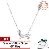 BAMOER สร้อยคอ925เงินสเตอร์ลิงแท้ Dachshund สำหรับผู้หญิงเพทายปู SCN501เครื่องประดับแฟชั่น