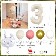 Rabbit Balloon Set Milk White Number 0-9 Balloon for Birthday Party Shower Anniversary Decoration Ba