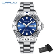 CRRJU Jam Tangan Pria Tahan Air Baja Tahan Karat Mewah Dan Bergaya dangan Kalender 5028