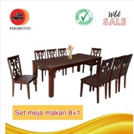 JH Set Meja Makan 8+1 Kerusi Kayu / Set Makan/ Dining Set/ Dining Table Set