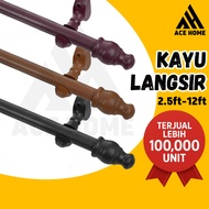 【𝐏𝐚𝐥𝐢𝐧𝐠 𝐌𝐮𝐫𝐚𝐡】No Ring Wooden Curtain Rod Batang Langsir Kayu Langsir Murah 28mm (Free Screw & Wall P