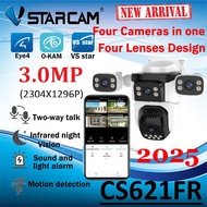 Vstarcam CS621FR ใหม่2025 (4เลนส์) 2.0MP กล้องวงจรปิดไร้สาย กล้องนอกบ้าน Outdoor ภาพสี มีAI+ คนตรวจจ