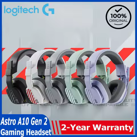 Logitech G Astro A10 Gen 2 Wired Gaming Headset 3.5mm Jack Removable Boom Mic Stereo Headphones For 