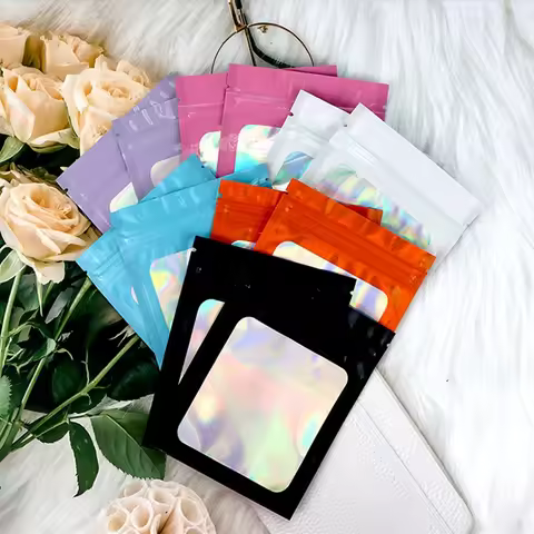 20pcs Laser Self Sealing Bag Thicken Zipper Hologram Pouch Resealable Mini Ziploc Bags Hermetic Bag 