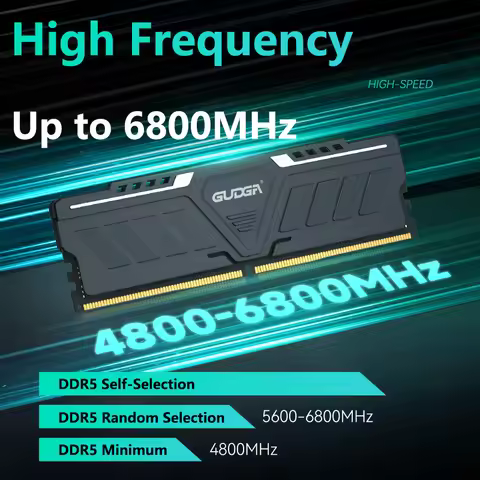 GUDGA DDR5 Memory RAM 8GB/16GB/32GB 4800-6800MHz 1.1-1.35V CL40 DIMM with Aluminum Heatsink for Desk