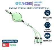 3-in-1 Fast Charging Cable for iPhone Samsung Android Convenient Cable Length Adjustable