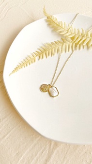 【母親節精選】金幣方貝殼項鍊－溫柔的交易 金色 鑲貝 金幣