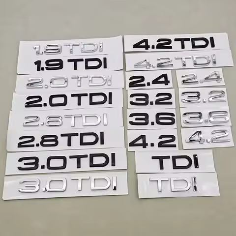 3D ABS Car Logo 1.9 2.0 2.8 3.0 4.2 TDI 3.6 Sticker Trunk Emblem Rear Badge For Audi A3 A4 A5 A6 A7 