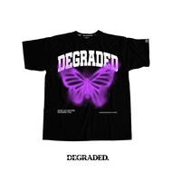 Trendy Oversized Butterfly Graphic T-Shirt - Unisex DEGRADED Casual T-Shirt