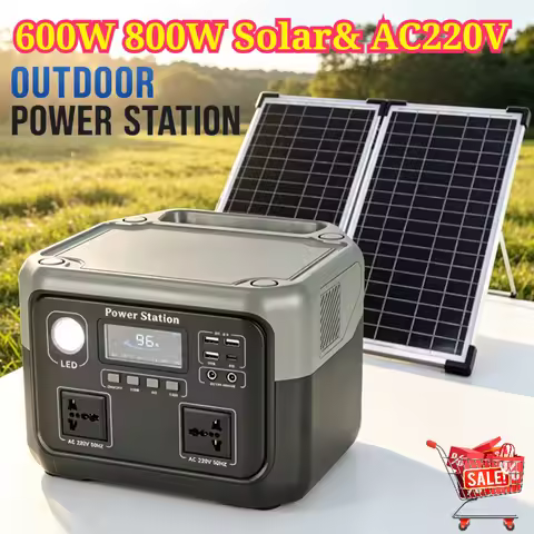 800W Portable Power Station 600W/800W 589WH Solar Generator Backup Power Bank for Outdoor Camping, H