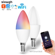 5W E14 Lamp Tuya WiFi Smart Bulb LED RGB+White Light Dimmable Timer Function Color Bulb Mobile Phone