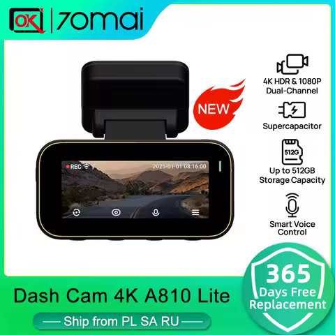 70mai A810Lite 4K Dash Cam HDR Supercapacitor 4G LTE Remote Control WiFi APP Voice Control G-sensor 