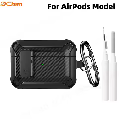 Case for AirPod 3 Pro3 Carbon Fiber Lock Clip Armor Shockproof Protective Hard Shell for Airpods Pro