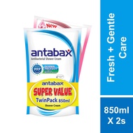 Antabax Antibacterial Shower Cream Fresh 850ml + Gentle Care 850ml Twin Pack
