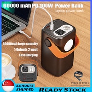 Large capacity 60000mAh Power Bank PD100W Digital Display laptop power bank with 5output 2 Input pow