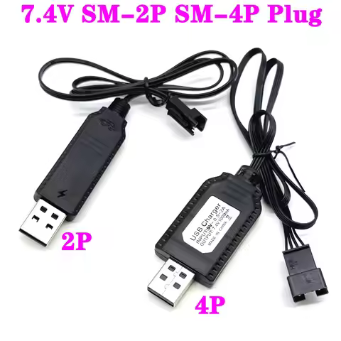 1/3PCS 7.4V SM-2P SM-4P Plug USB Charger For DE36W DE65 HM202 EC08 EC16 RC Car M416 Electric Gel Bal