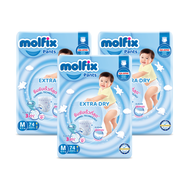 (ยกลังx3) Molfix Extra Dry ผ้าอ้อมเด็ก โมลฟิกซ์ ผ้าอ้อมสำเร็จรูป แบบกางเกง (ไซส์ S-3XL) แพมเพิสเด็ก 