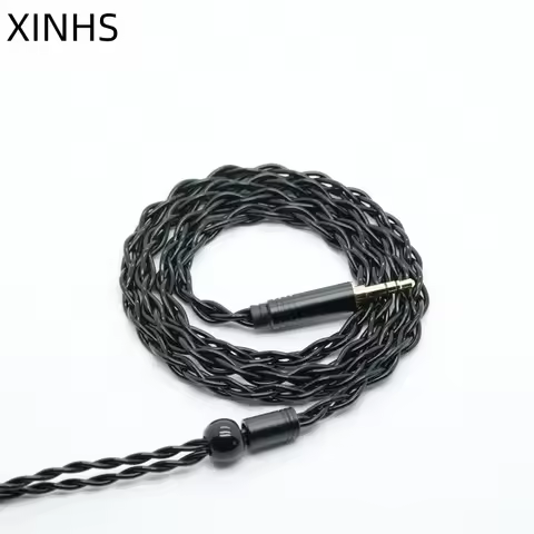 XINHS F18 4-Core 7N Single Crystal Copper Black HIFI Earphone Upgrade Cable