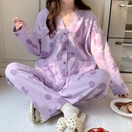 Utumn and Winter New Womens Pajamas Set Korean Style Chic Girls Pajamas Kimono Lapel Casual Home Clo