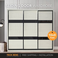 (FREE Shipping & FREE Installation) TECK SENG 10 Feet Sliding Doors Wardrobe / Anti-Jump / 3 Sliding