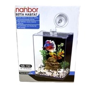 Betta Fish Tank with lid / Led light / mat pad / background sticker NANBOR NB-150 Aquarium betta tan