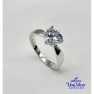 Unisilver 925 Sterling Heart Solitaire Engagement Ring (RS033-3001)