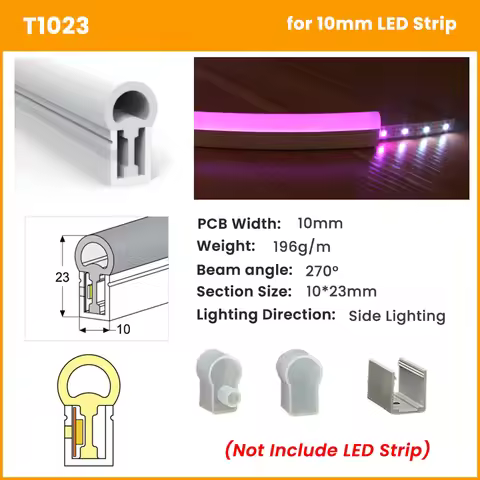 T1023 LED Diffuser Silicone Neon Covering Tube Flexible Waterproof IP67 for WS2811 WS2812B Addressab