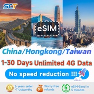 China Hongkong Taiwan eSIM 1-30 Days Unlimited Data 4G High Speed China SIM Card eSIM send in 1 min