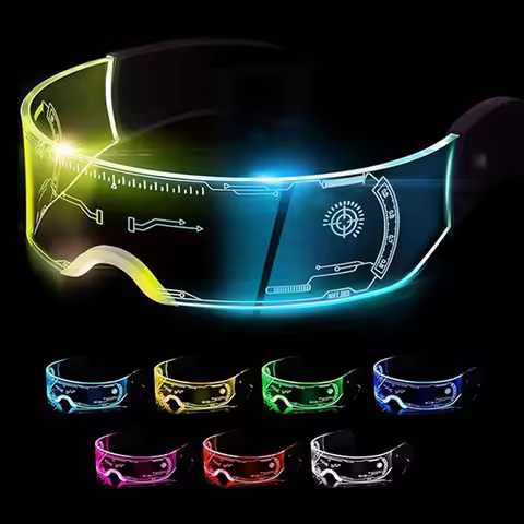 Cool Cyberpunk Visor Glasses LED light up Glasses Luminous futuristic glasses Rave Outfit for Festiv